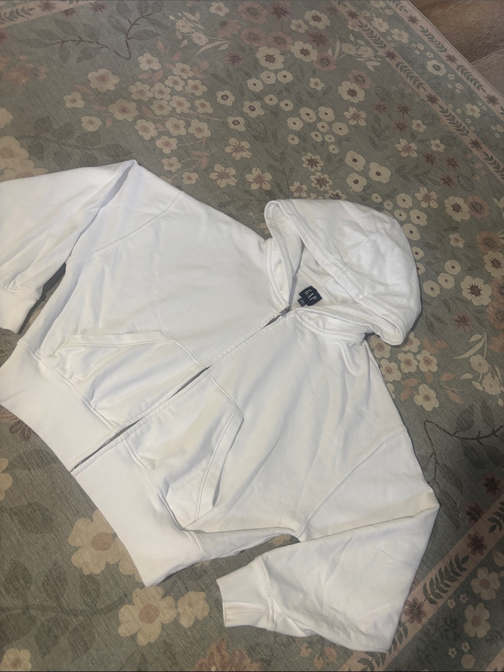 GAP White oversized Full-Zip Hoodie with Hood